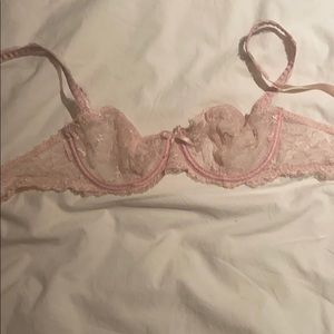 Pink lace bra